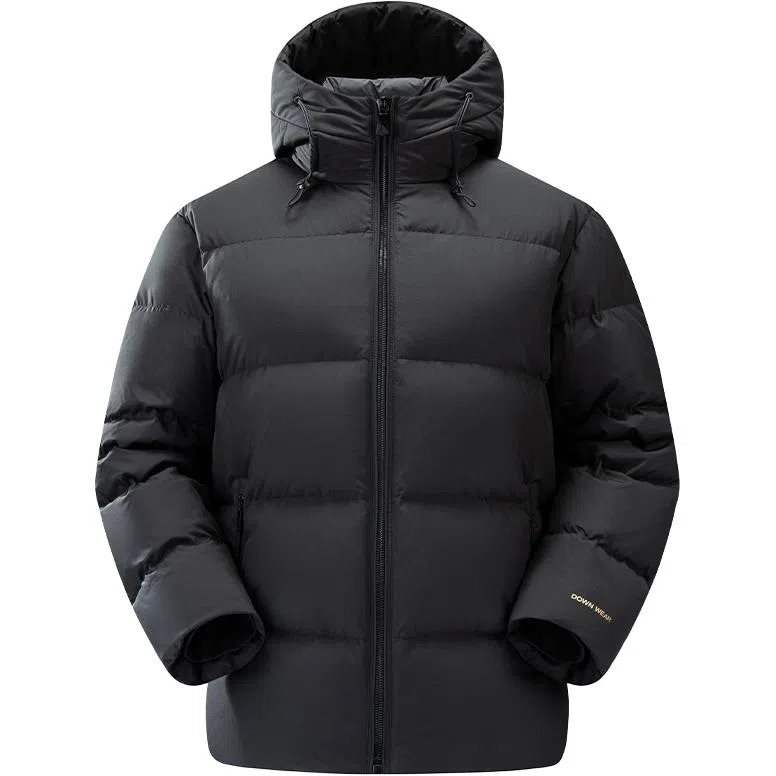 鸭鸭 户外系列 纯色百搭韩版潮流基础简约石墨烯保暖防寒连帽立领羽绒服 男款