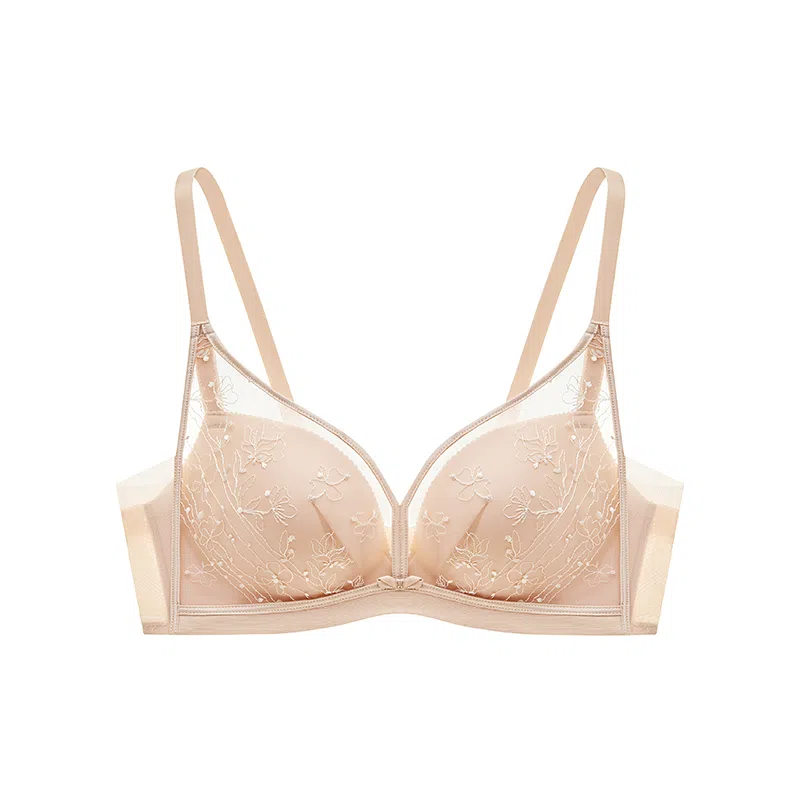 曼妮芬 植物花卉网纱小胸聚拢舒适收副乳文胸 女款