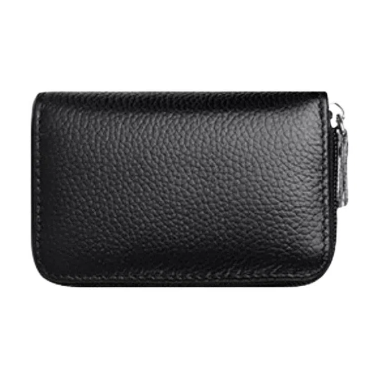 掐尖 纯色荔枝纹多功能便携 头层牛皮 卡包 常规 男女同款情侣款 红色/黑色