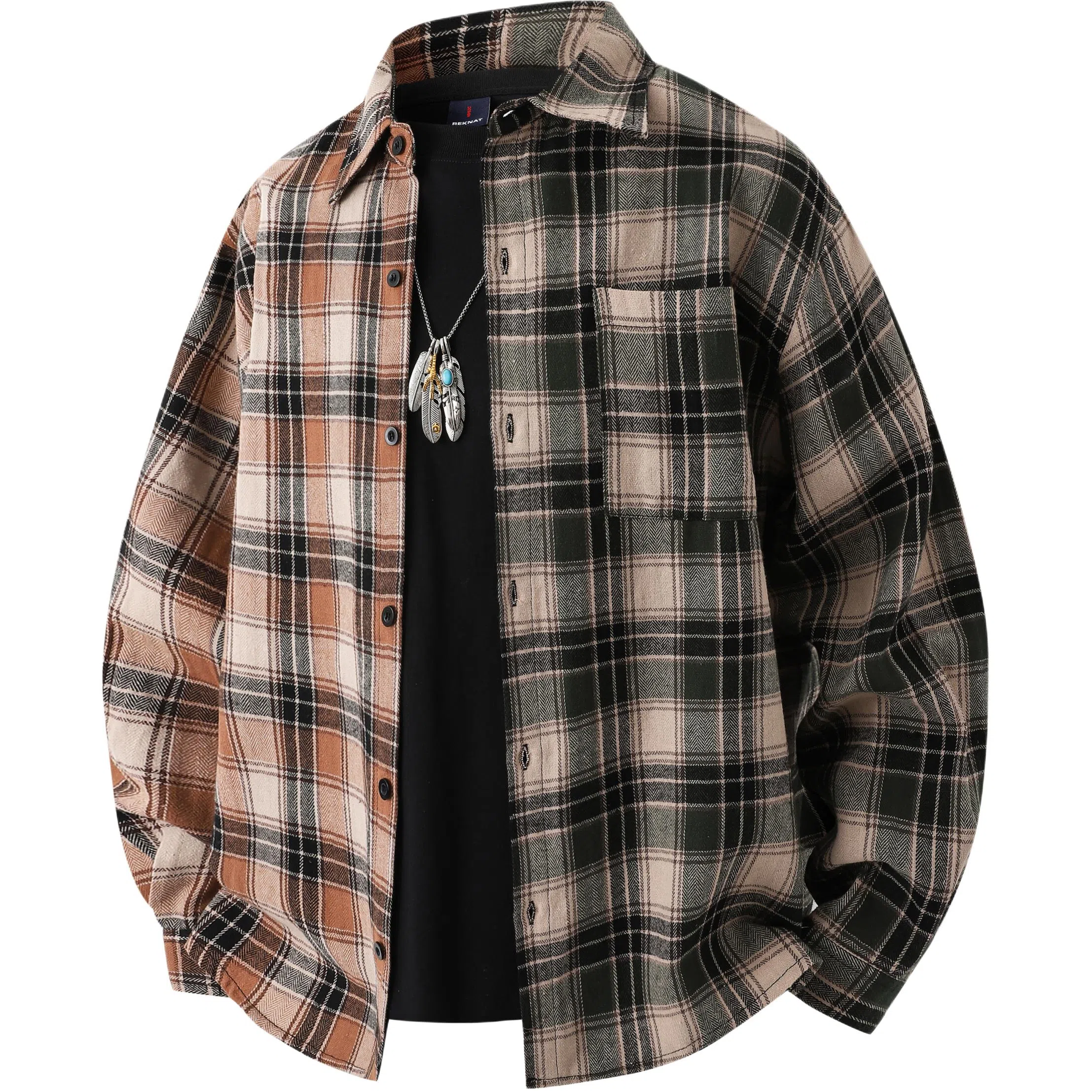 【dme】 撞色格子系列 设计感纯棉早秋小众休闲复古美式上衣痞帅红蓝高级长袖衬衫 男女同款