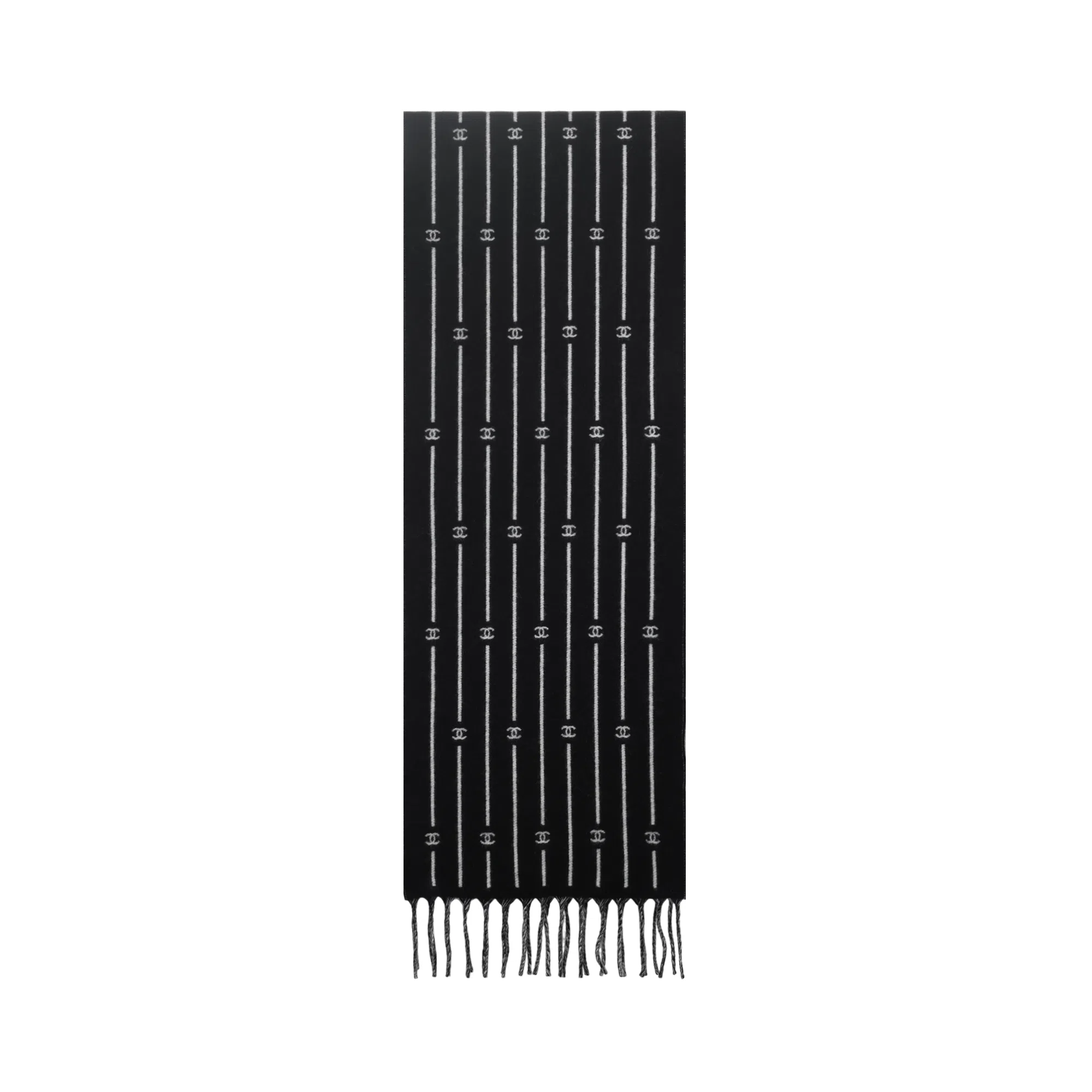 CHANEL 25B Wool Scarf Black