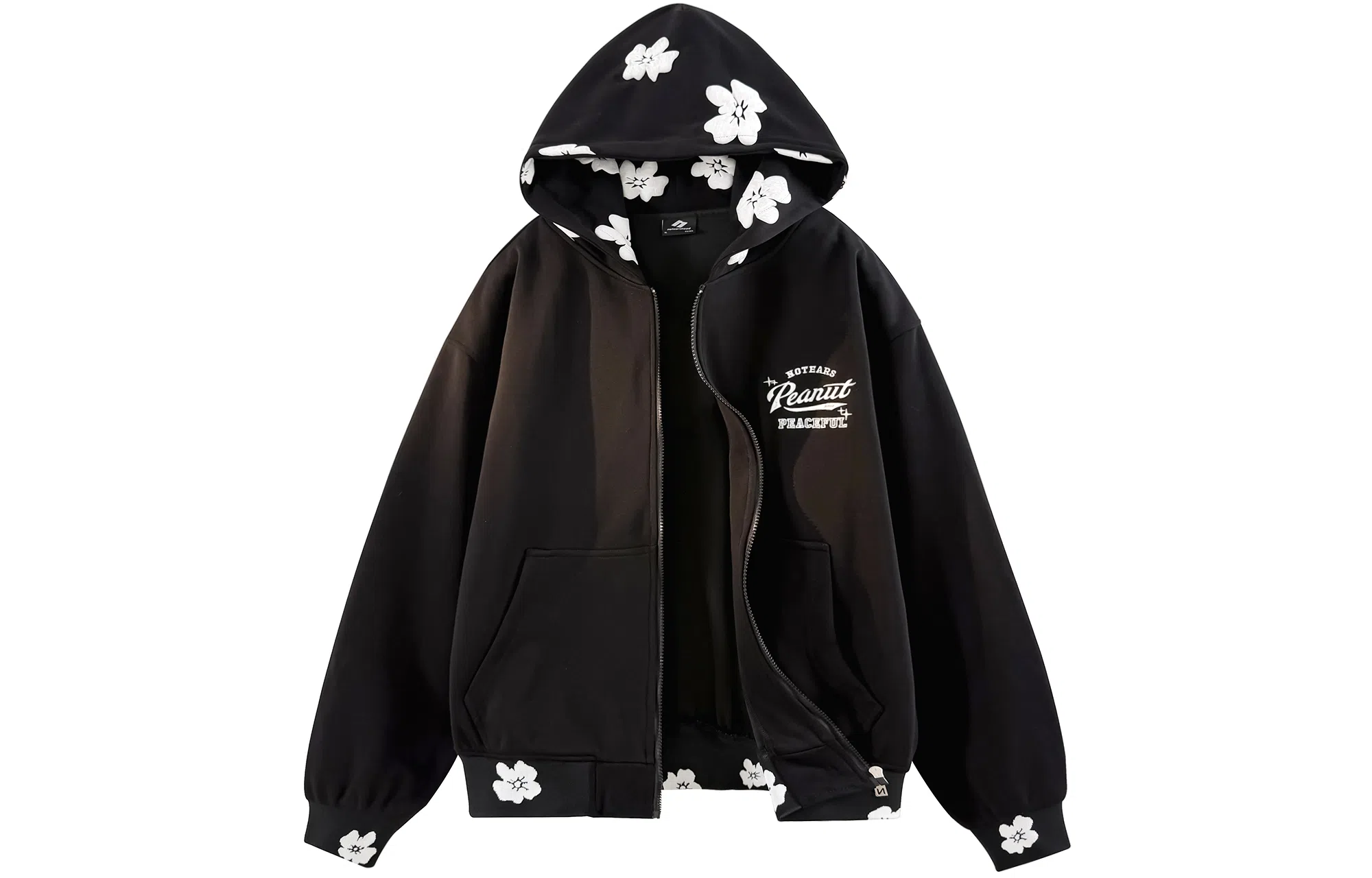 No Tears Flocked Floral Hoodie Jacket