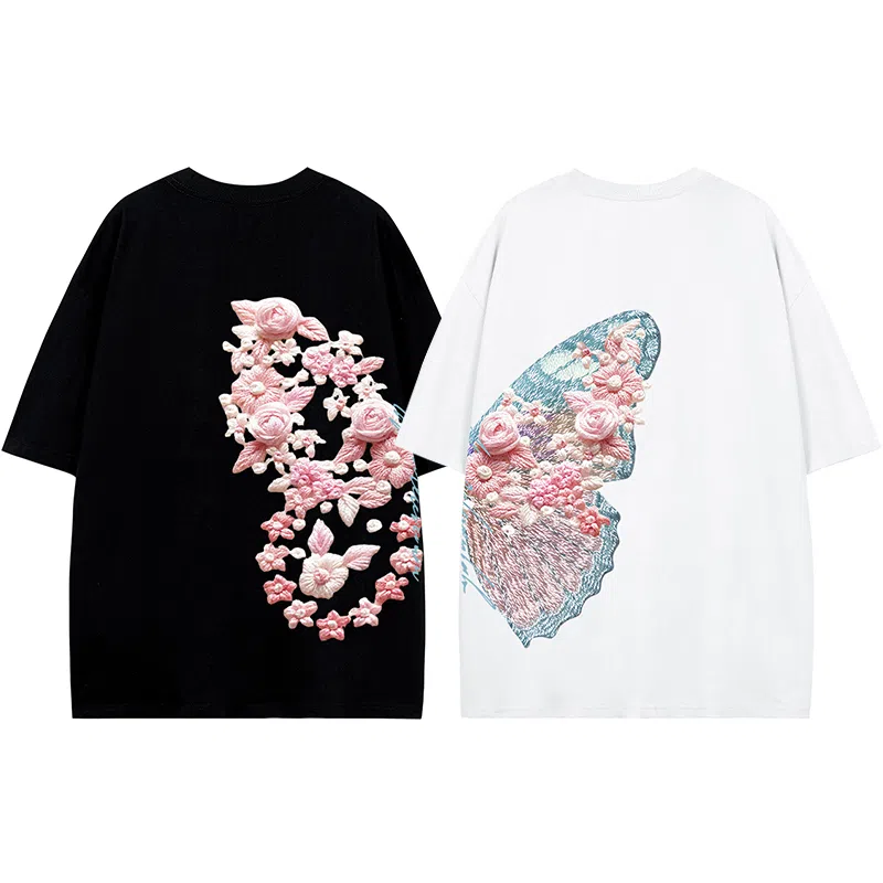 K411 Vintage Embroidered Butterfly Tee
