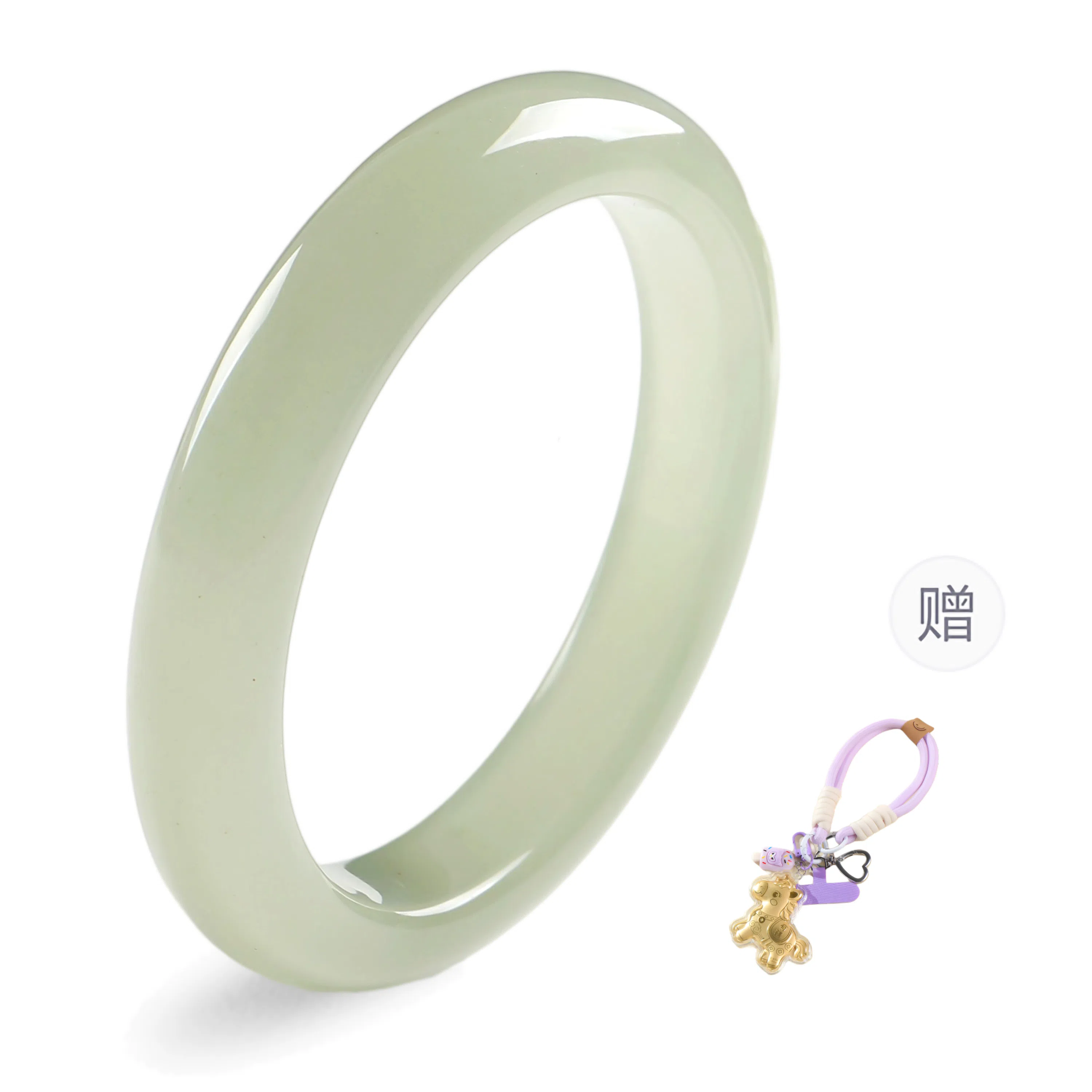 印象眸 新中式油润冰感宫廷风清冷感轻奢国风时尚百搭浅青晴水色显白平安玉镯 礼盒包装#好运 东陵玉 手镯 女款