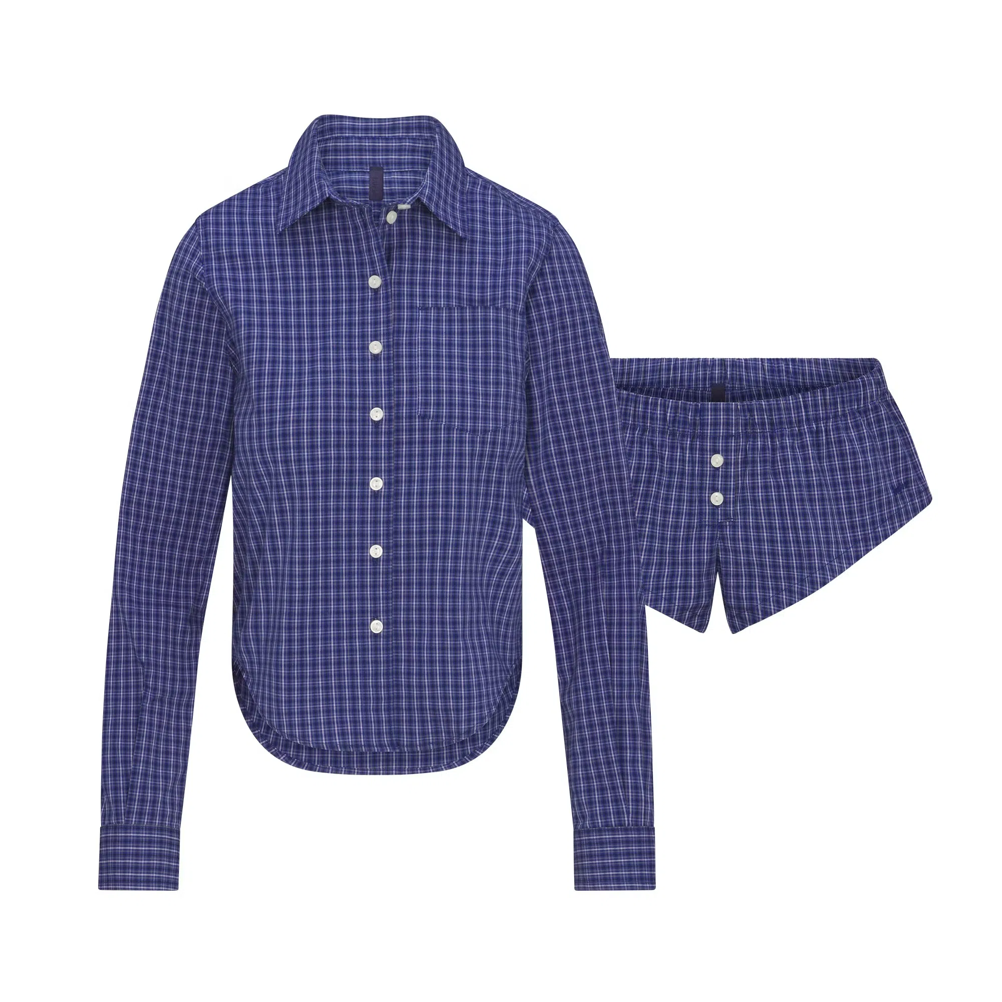 SKIMS FW25 COTTON POPLIN MICRO SHORT SLEEP SET