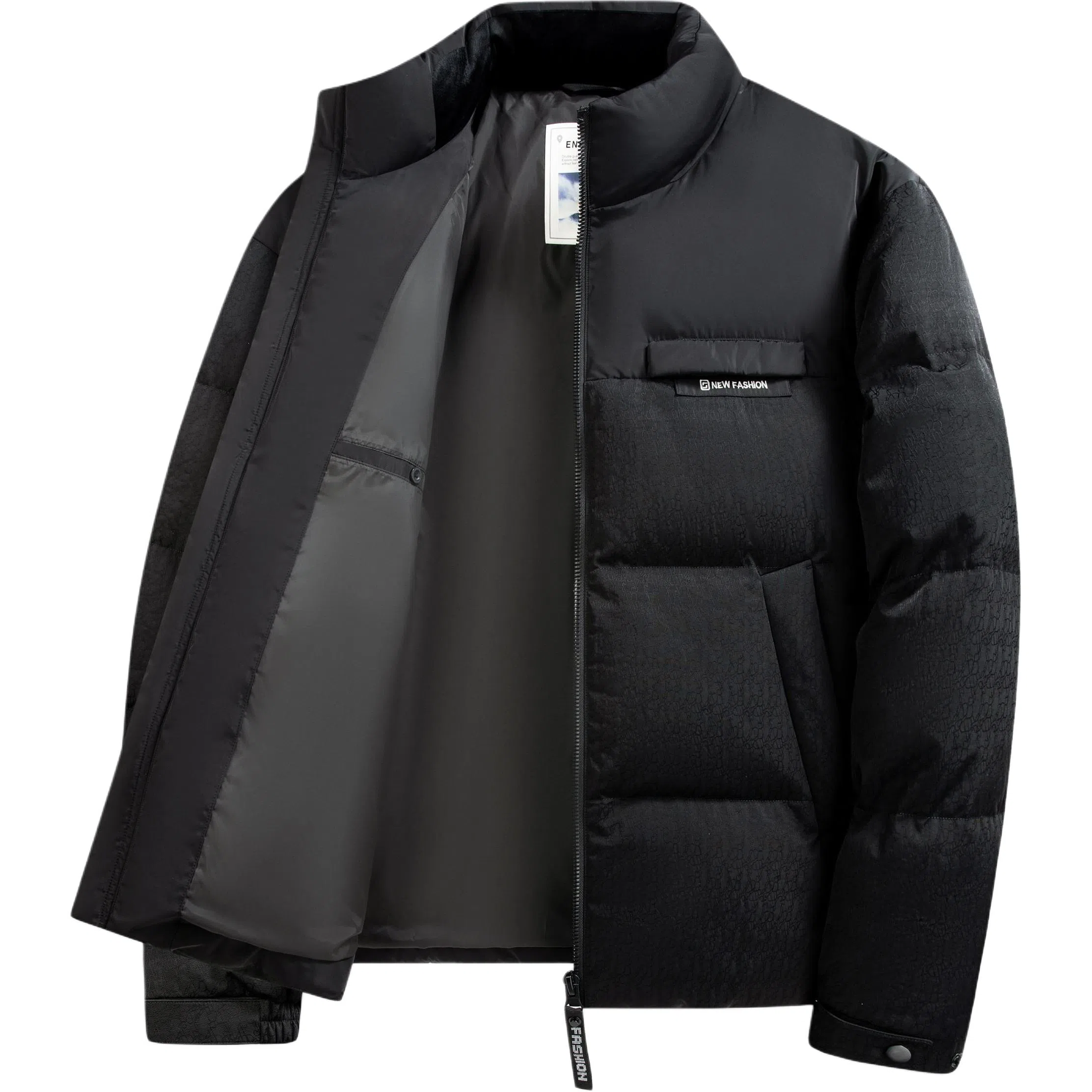 鸭鸭 休闲保暖面包服基础百搭短款加厚立领运动羽绒服 男款