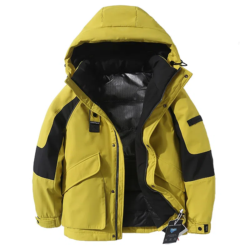 鸭鸭 短款连帽户外保暖外套羽绒服 女款