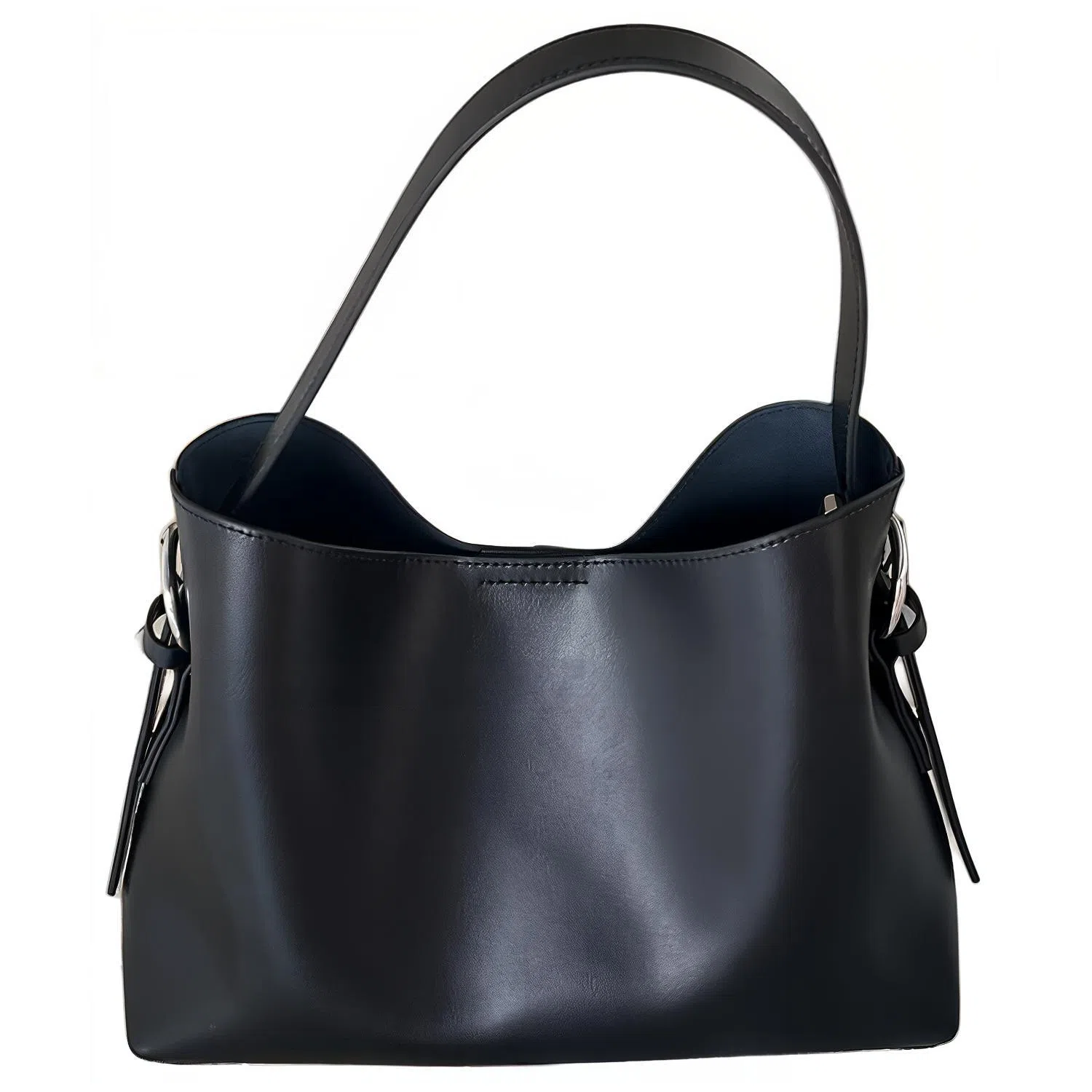 恒源祥 时尚百搭高级感百搭真皮复古商务通勤 牛皮 水桶包单肩包 女款 黑色/咖啡色