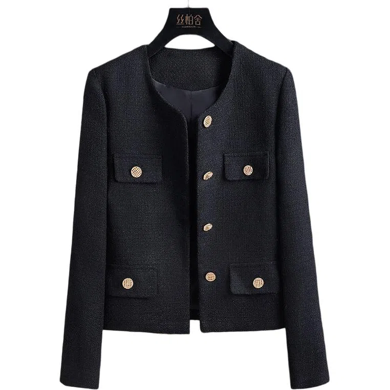 丝柏舍 小香风长袖单排扣圆领舒适简约气质截短外套 女款