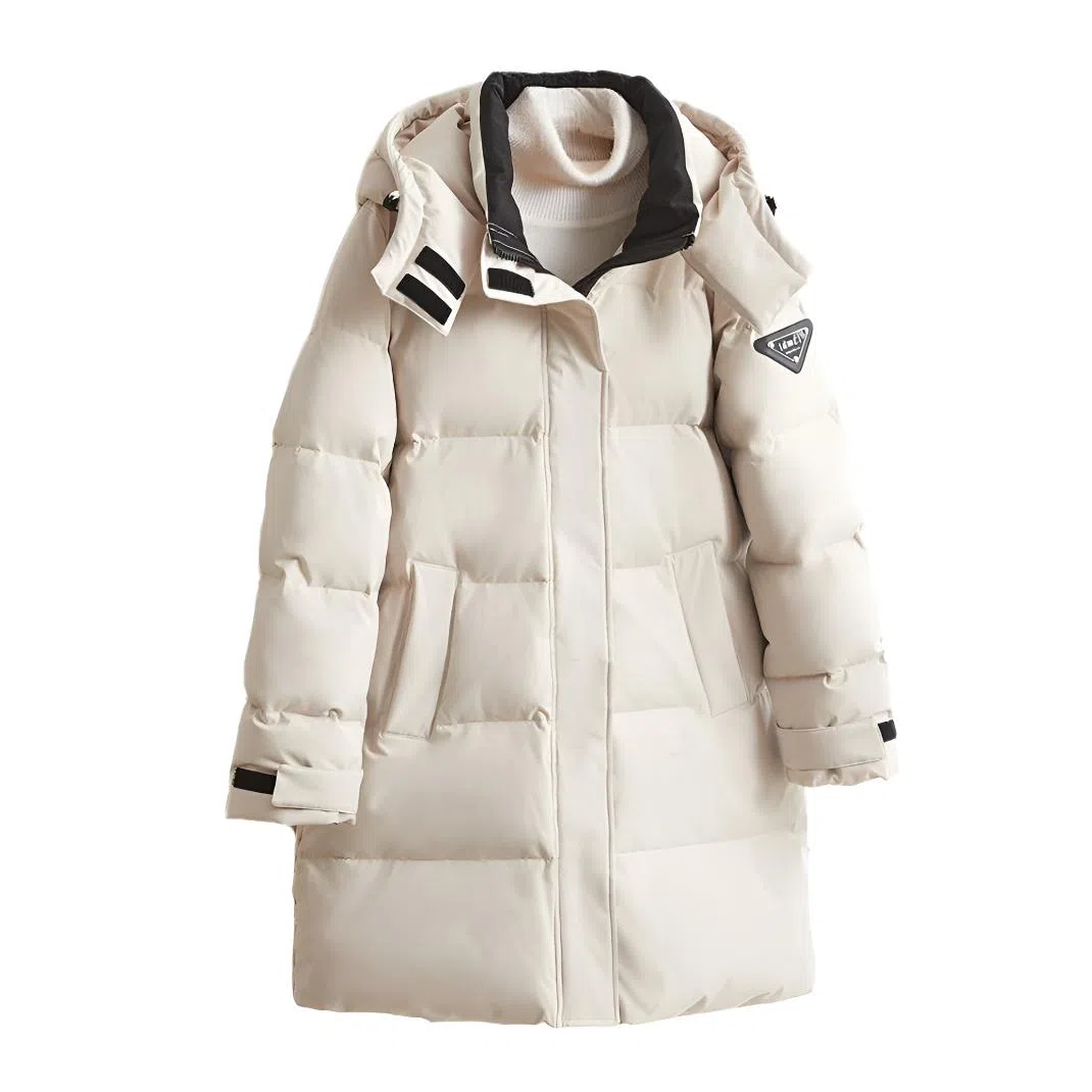 【dme】 纯色基础加厚三防连帽保暖魔术贴羽绒服 女款