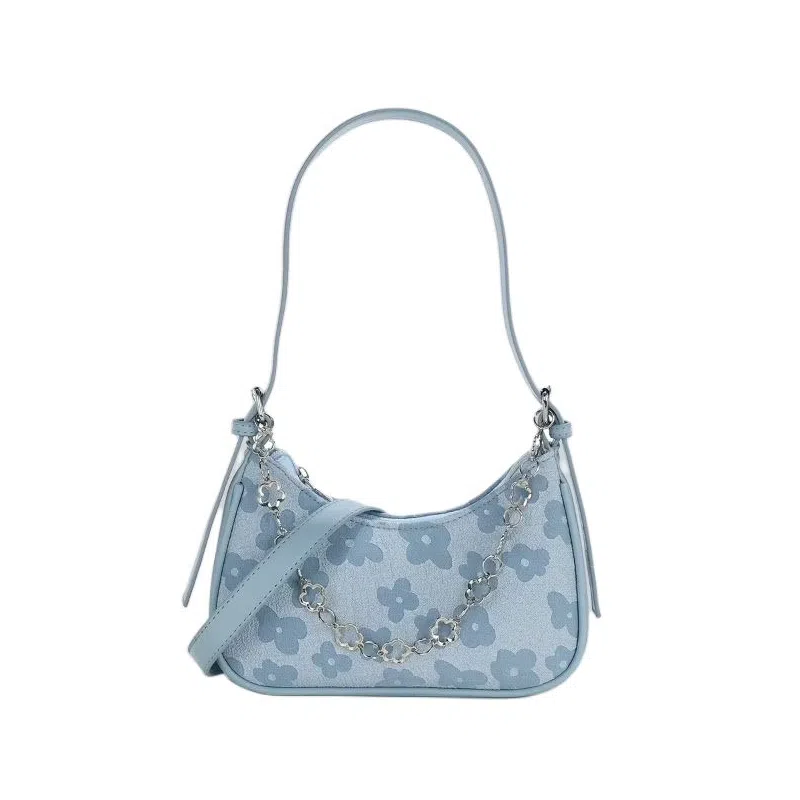Jane Klain Blue Floral Chain Bag