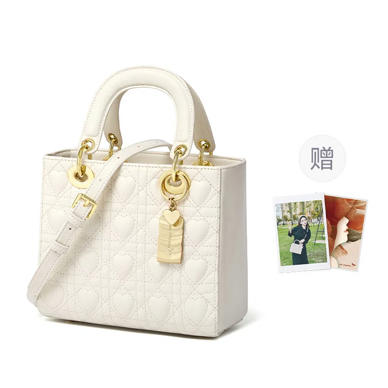 红蜻蜓 时尚百搭戴妃包小众设计爱心气质日常 牛剖层革拼合成革 斜挎包手提包 常规 女款 黑色