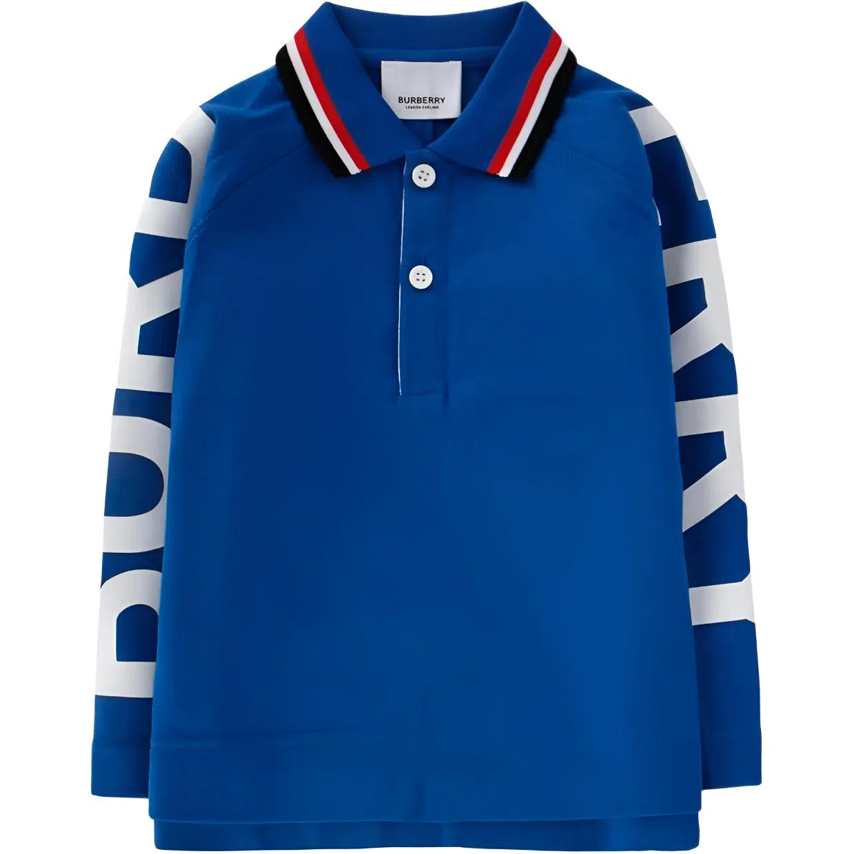 Burberry SS23 Logo Print Long Sleeve Polo Shirt Blue