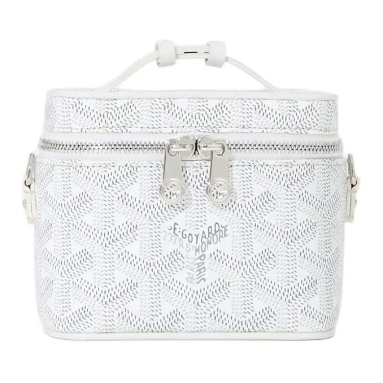 GOYARD Muse Mini Cosmetic Bag White Detachable Leather Strap