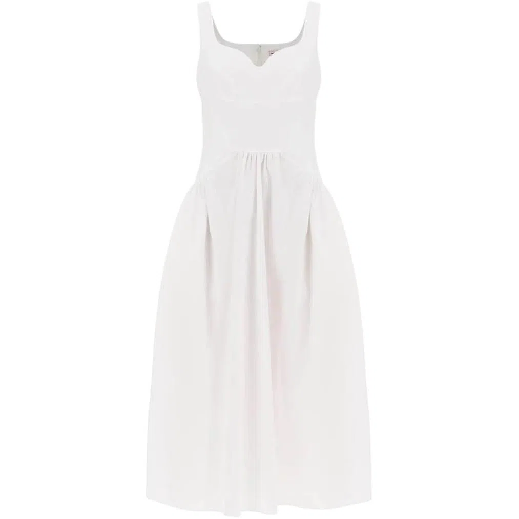 Alexander McQueen Midi Poplin Dress In