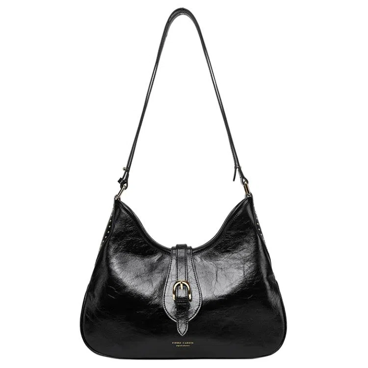 Pierre Cardin Vintage Leather Crossbody Bag Black Brown