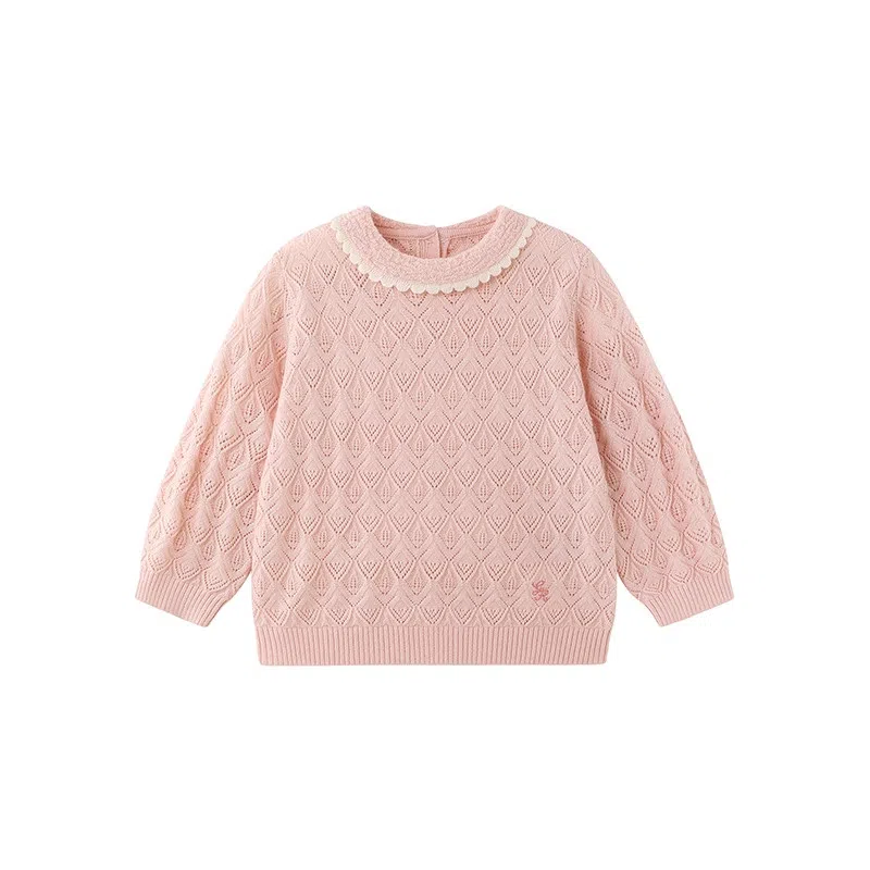 英氏儿童毛衣 羊毛保暖中大童纯色甜美