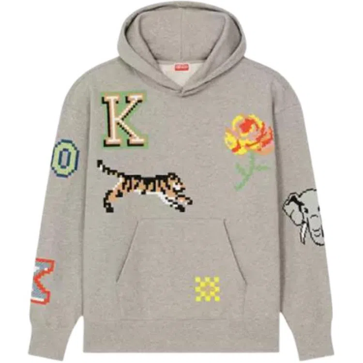 KENZO x Nigo Pixel Tiger Hoodie Pearl Grey