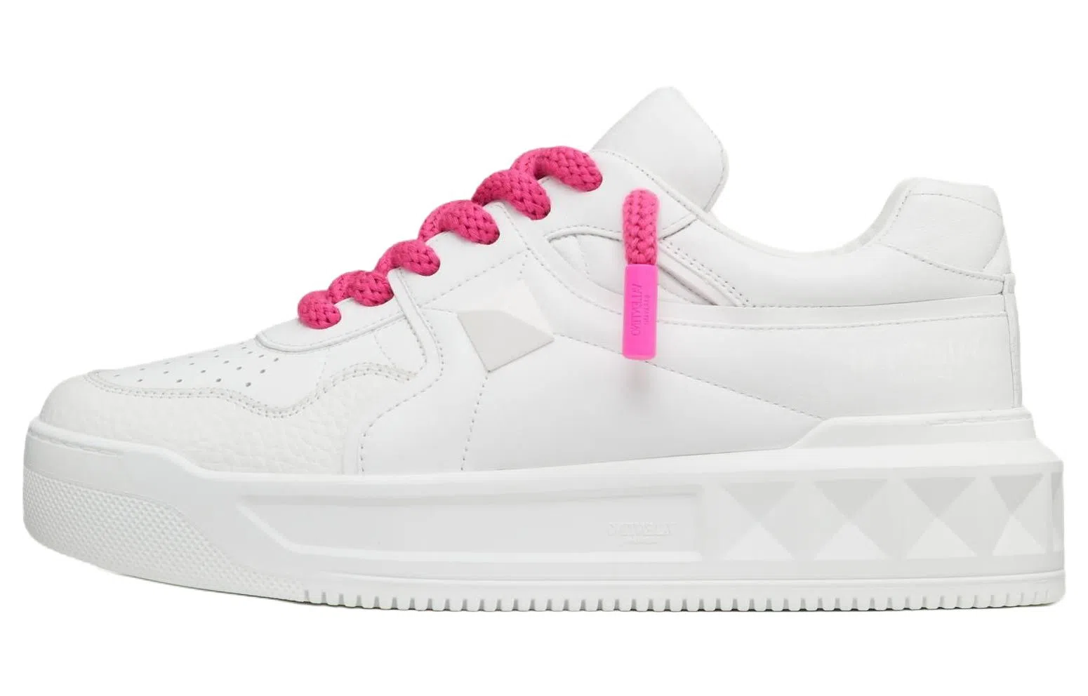 Valentino Leather Low Top Sneakers White Pink