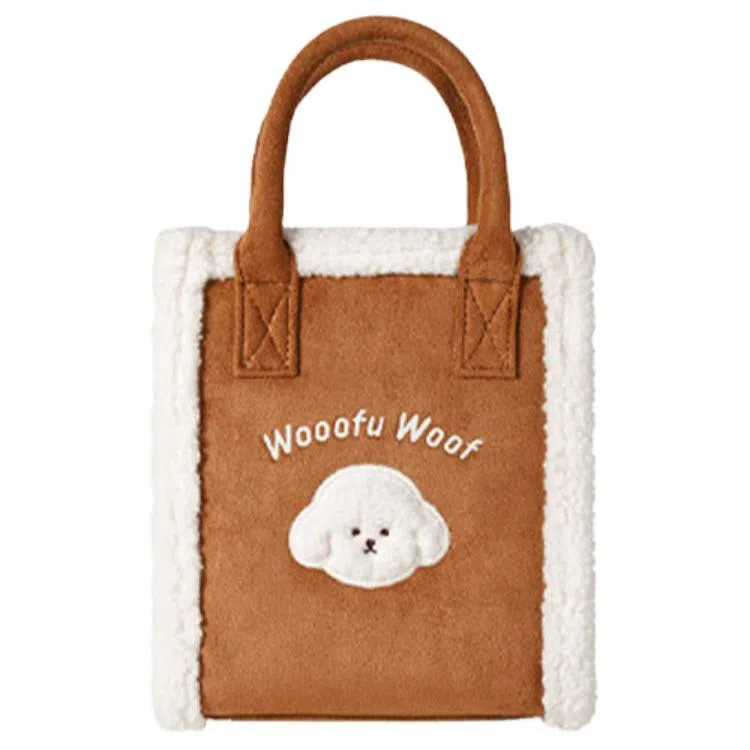 九木杂物社 毛毛市集狗富贵琴谱包 织物 手提包 常规 男女同款情侣款 栗色