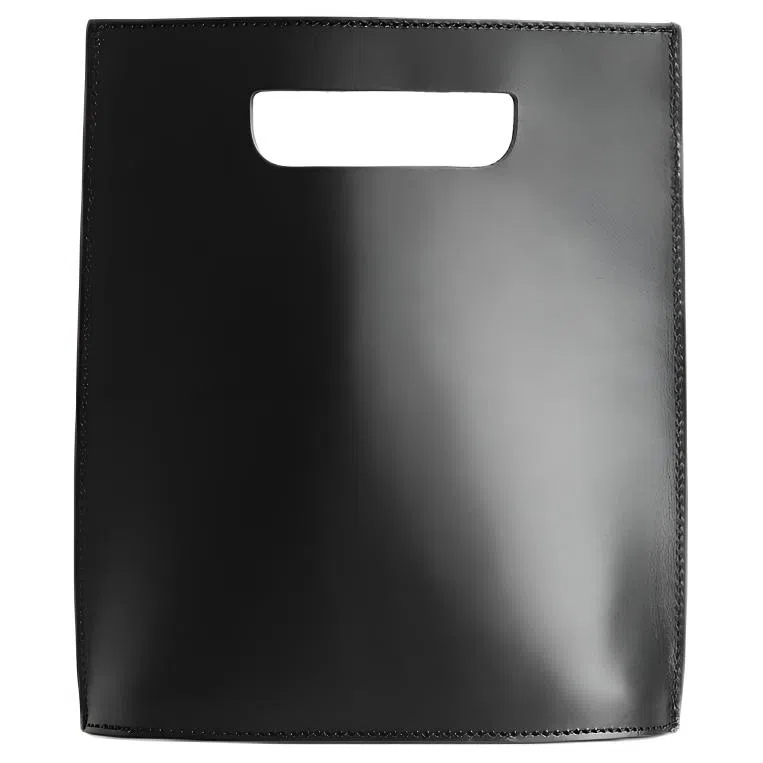 COS Folio Mini Leather Tote Black