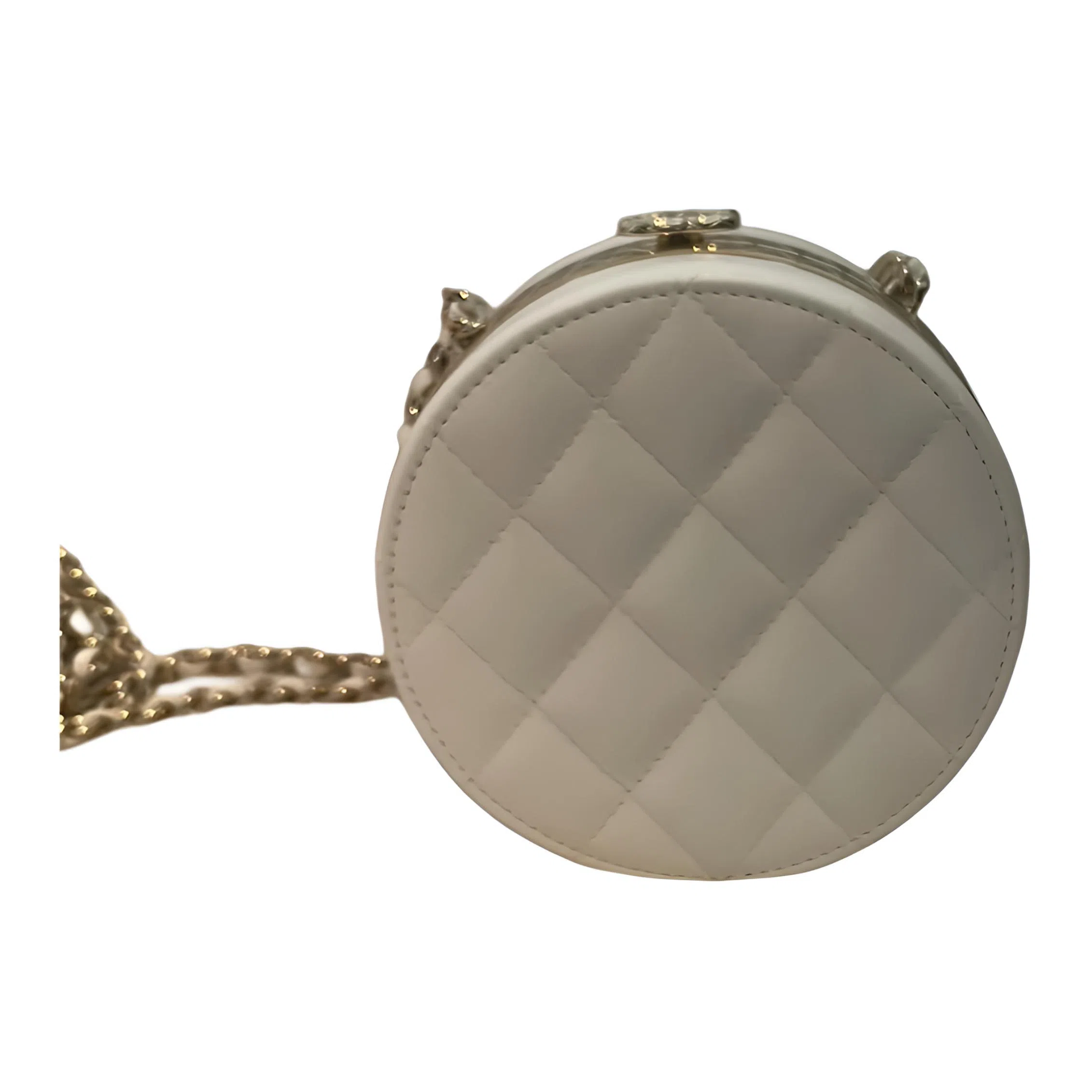CHANEL Round Flap Bag White