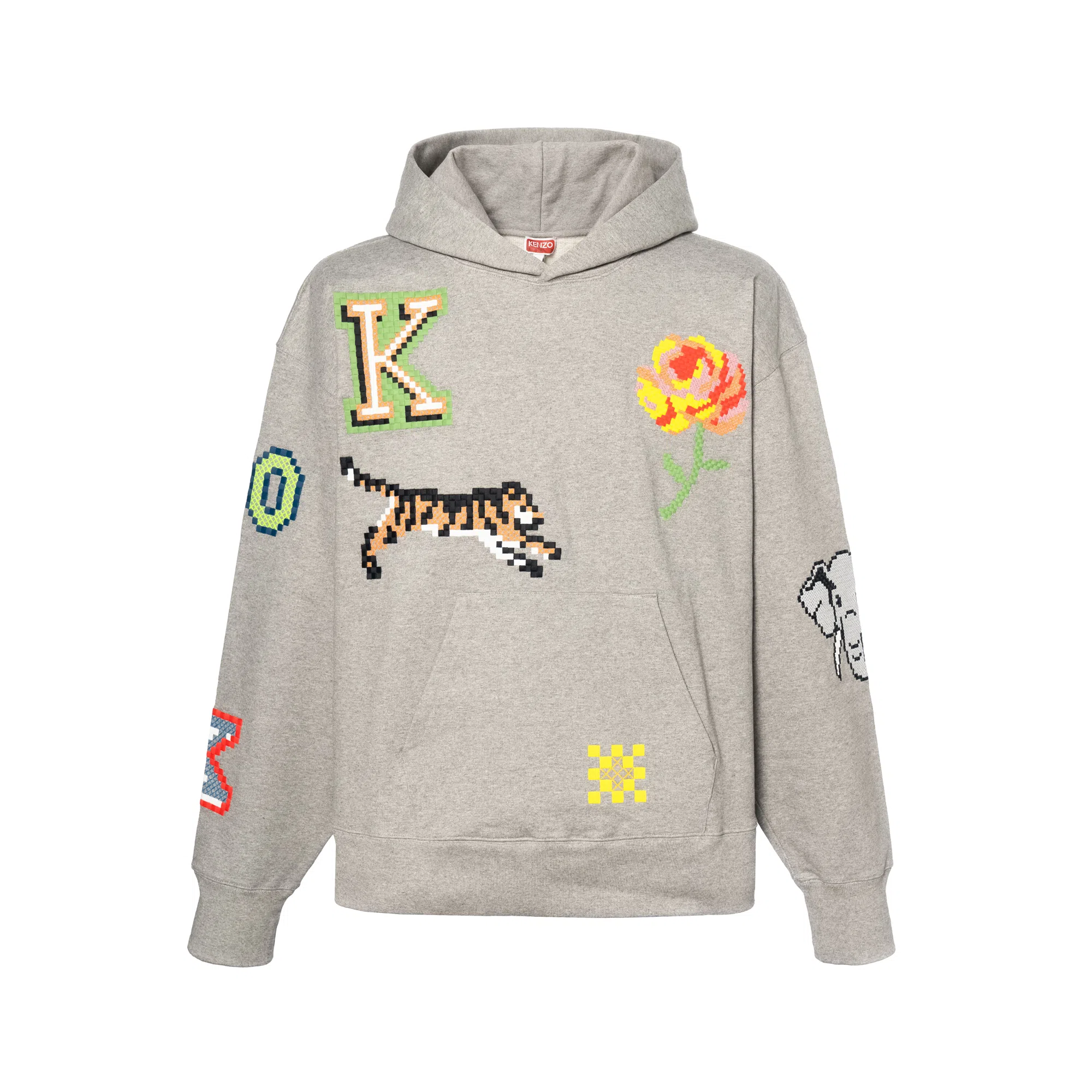 KENZO x Nigo Pixel Tiger Hoodie Pearl Grey