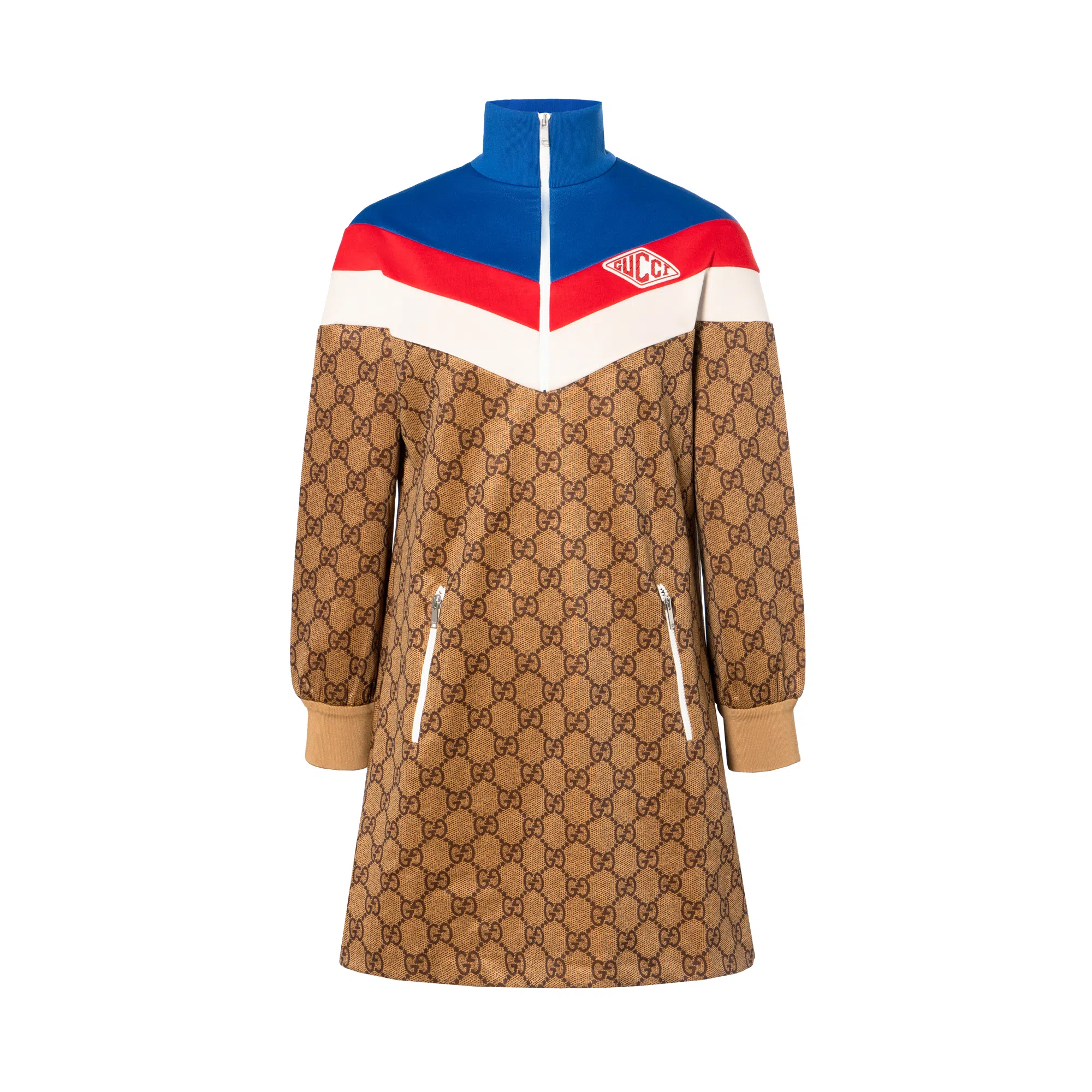 Gucci SS22 Embroidered Logo Dress Brown