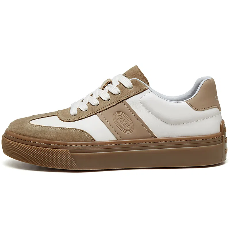 CAMEL Retro Leather Sneakers