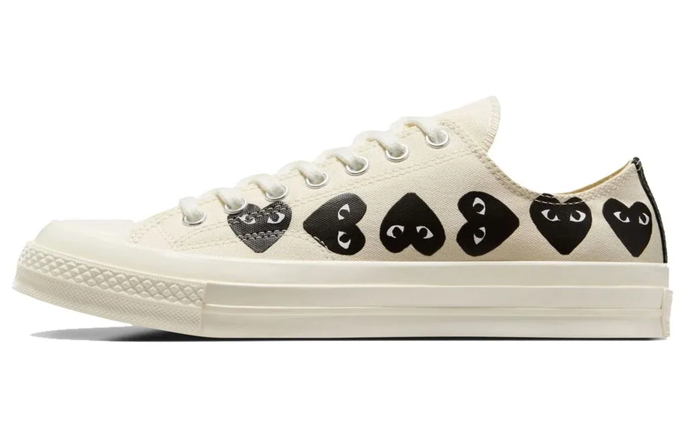 CDG Play x Converse Low White Black