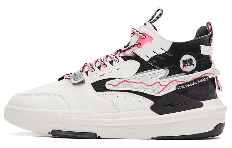 鸿星尔克 丹霞 潮流时尚 中帮 板鞋 女款 黑白色