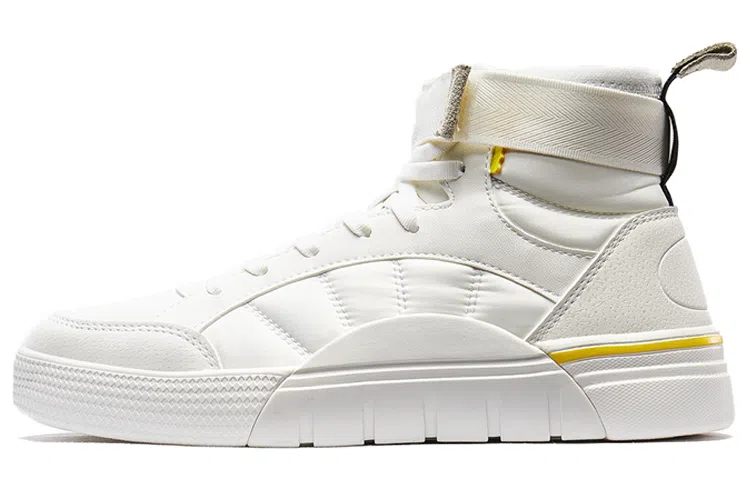 特步 时尚魔术贴 高帮 板鞋 女款 白色