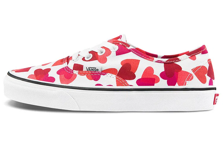 Vans Authentic White Red Heart Print