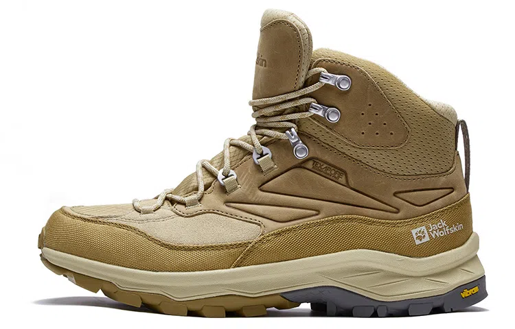 Jack Wolfskin Hiking Boots High Top Waterproof Breathable Gray Yellow