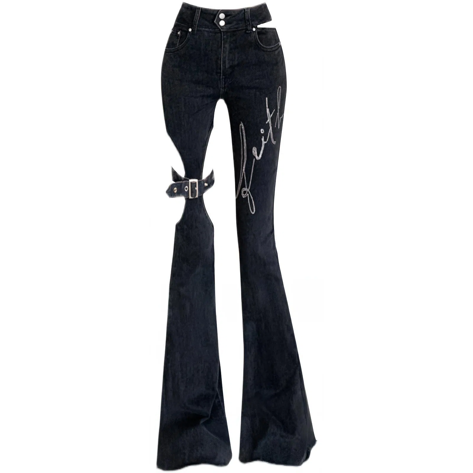 JUFU High Waist Slim Jeans Black