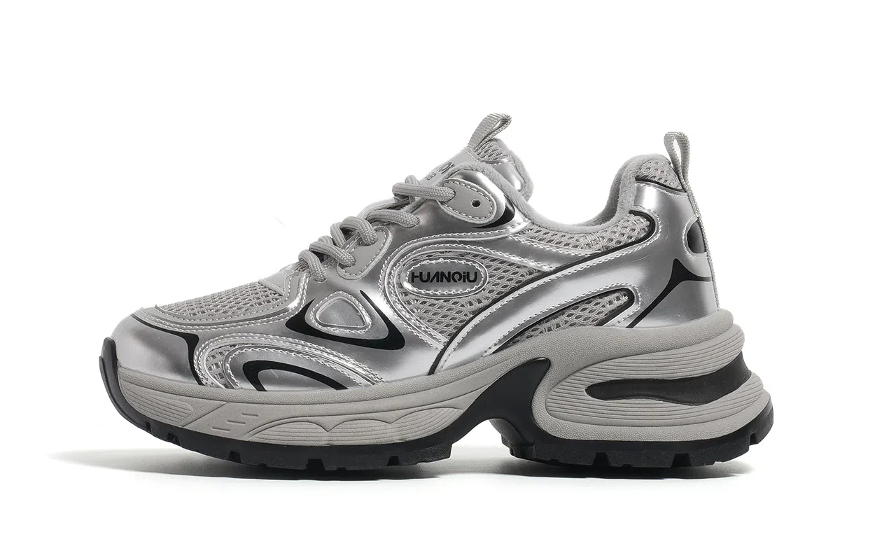 HUANQIU Retro Thick Sole Sneakers Silver