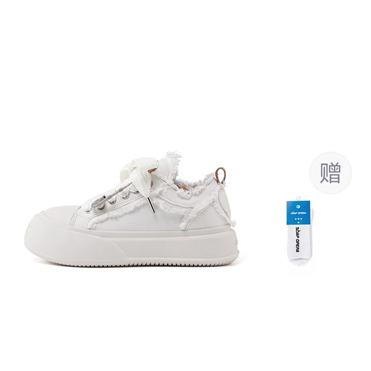 SOAP OPERA Bubble Smile Canvas Sneakers White