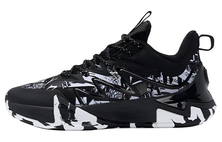 特步 减震防滑 低帮 篮球鞋 男款 黑白