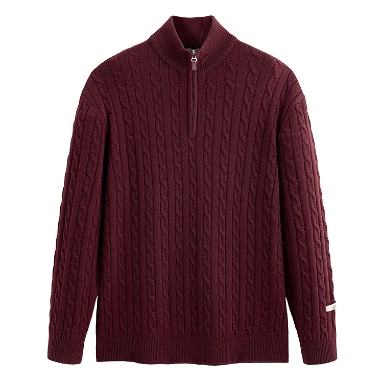 PEACEBIRD Classic Cable Half-Zip Sweater