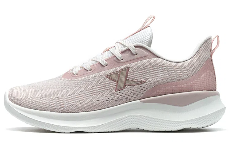 特步 柔立方 织物 减震透气轻便耐磨防滑 低帮 跑步鞋 女款 棕粉色