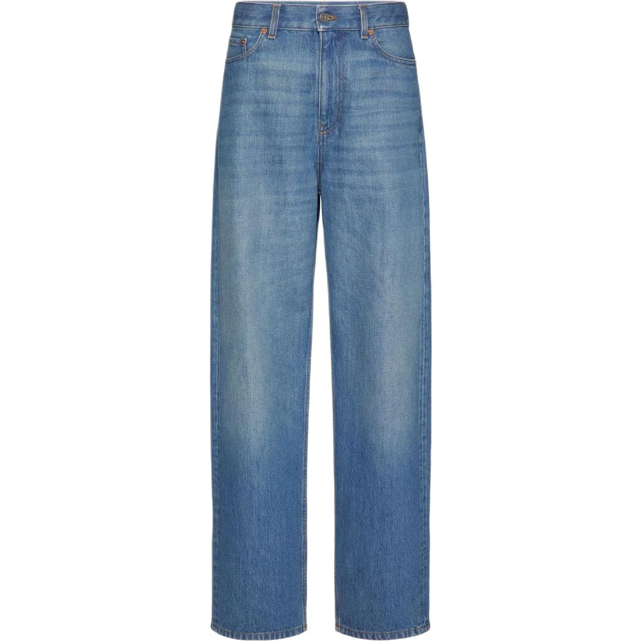 Valentino FW22 Washed Straight Jeans Blue