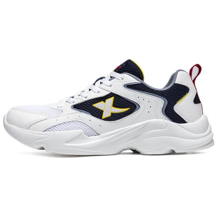 特步 舒适百搭减震耐磨 低帮 休闲跑步鞋 男款 白蓝