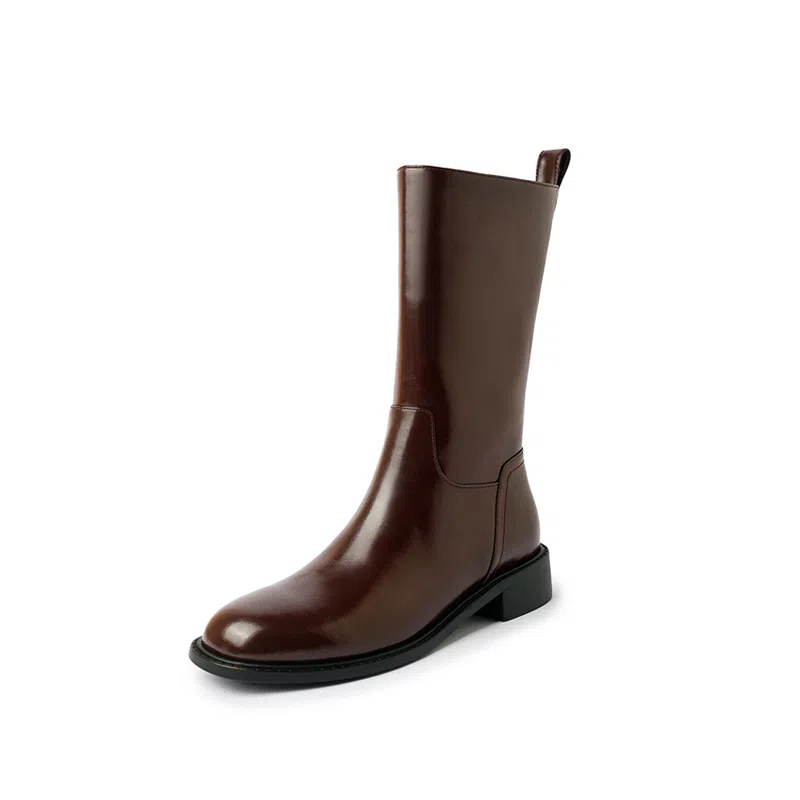 牛皮 复古百搭西部牛仔风骑士 短靴 女款