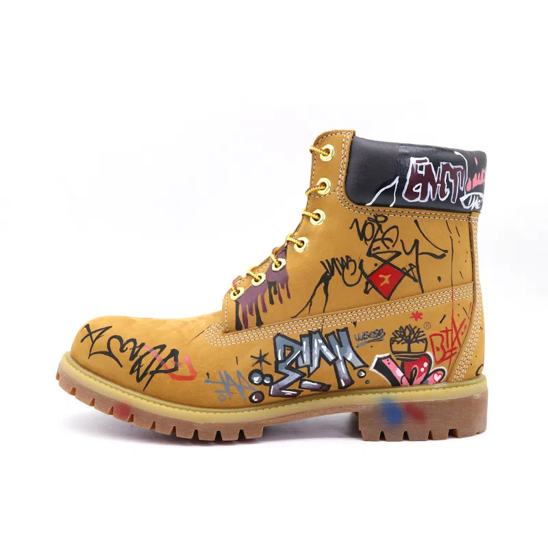 Timberland PREMIUM Series Low Heel Martin Boots Yellow Wide
