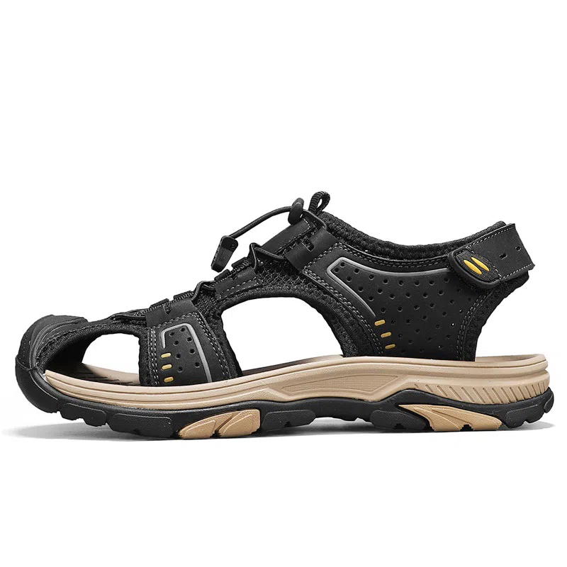 季公羊 牛皮革 时尚 沙滩鞋男户外凉鞋透气防滑 男款