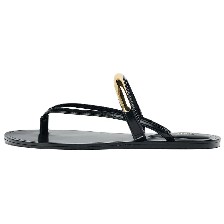 ZARA Open Toe Comfortable Flip Flops Black