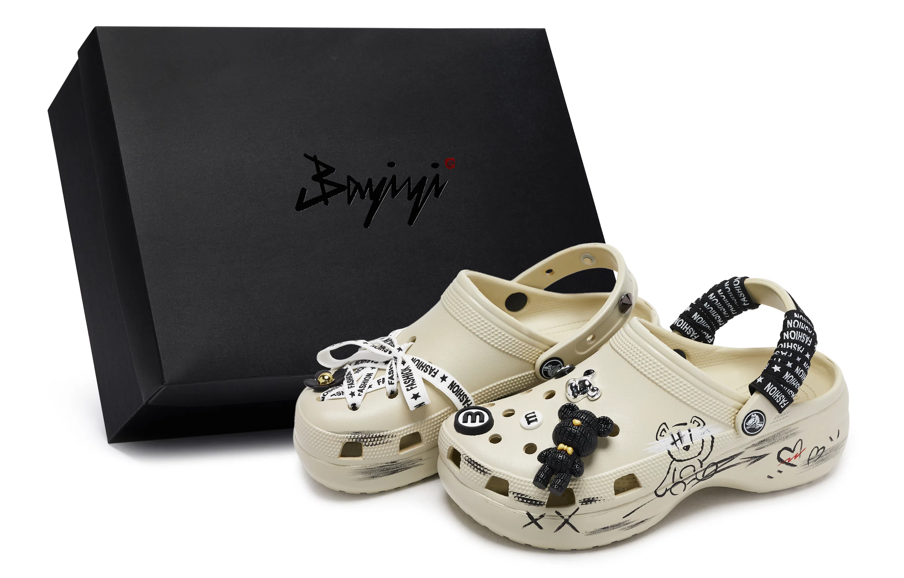 Crocs Classic Platform Clog Bone White Black