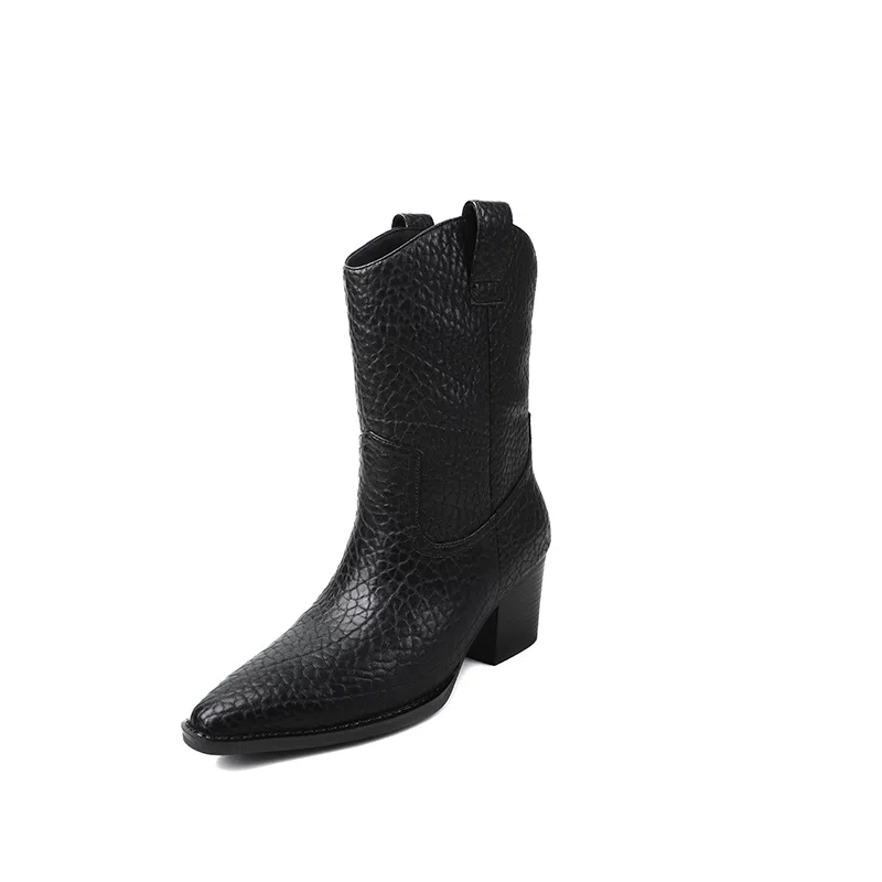 hankermeet Elephant Pattern Mid Heel Boots