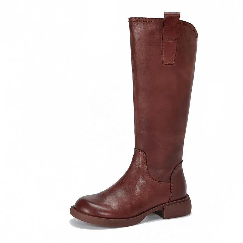 佐塞斯 头层牛皮 时尚简约舒适百搭 高筒靴 女