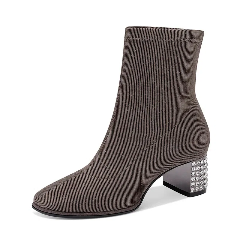 Jessica Sophia Suede Crystal Slim Ankle Boots